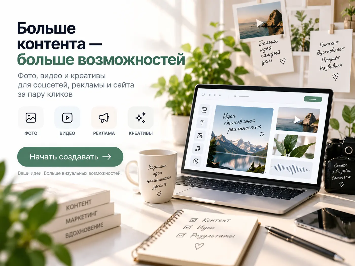 Фото, видео и креативы для соцсетей, рекламы и сайта