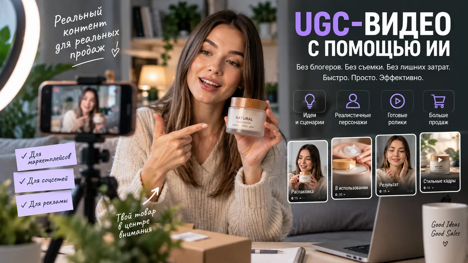 Как сделать UGC-видео с помощью ИИ для рекламы товара