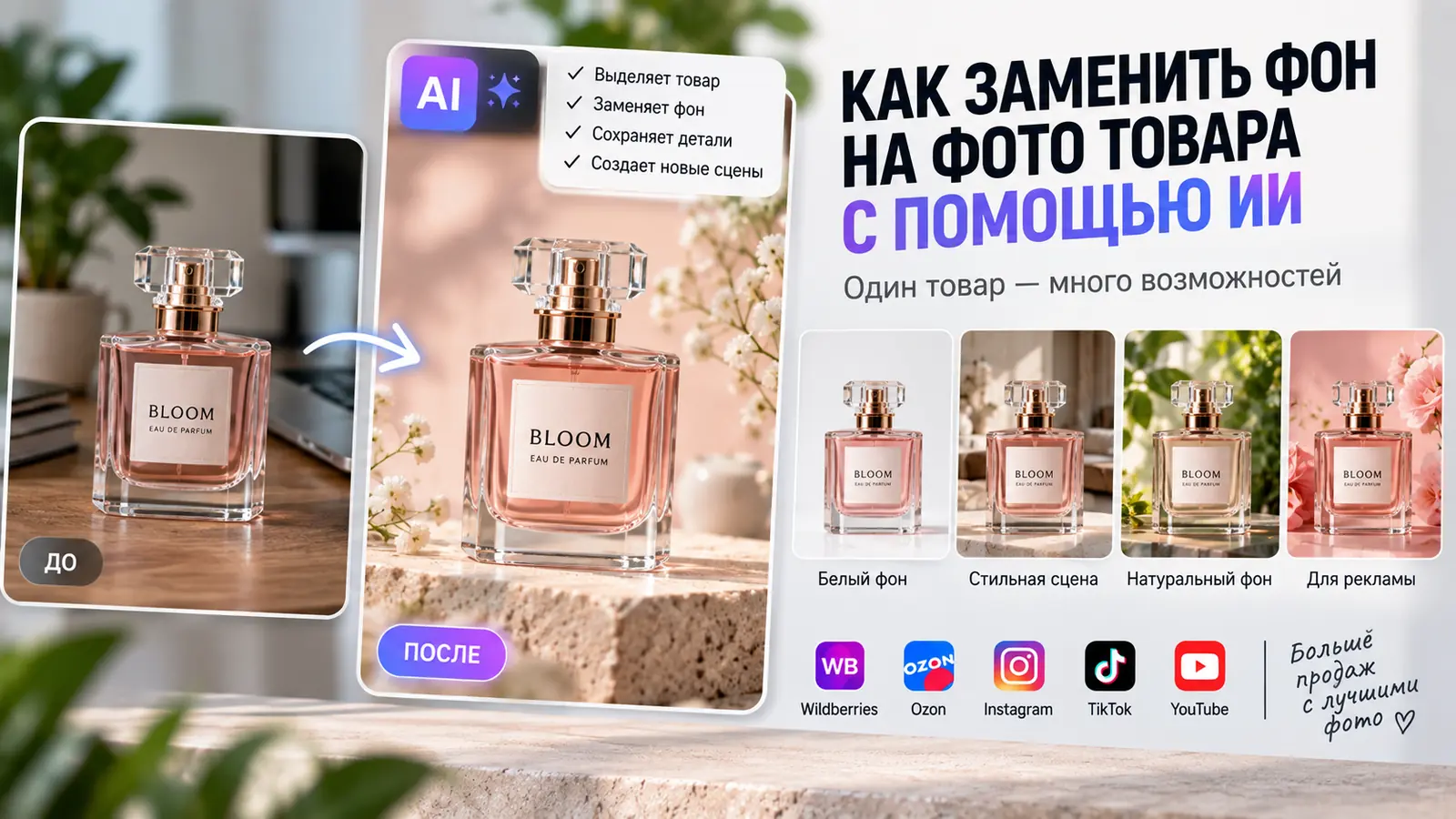 Как заменить фон на фото товара с помощью ИИ