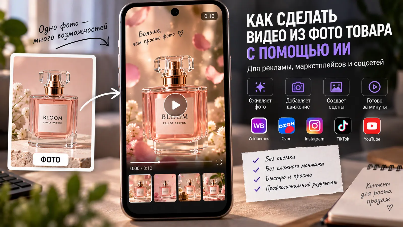 Как сделать видео из фото товара для рекламы и маркетплейсов
