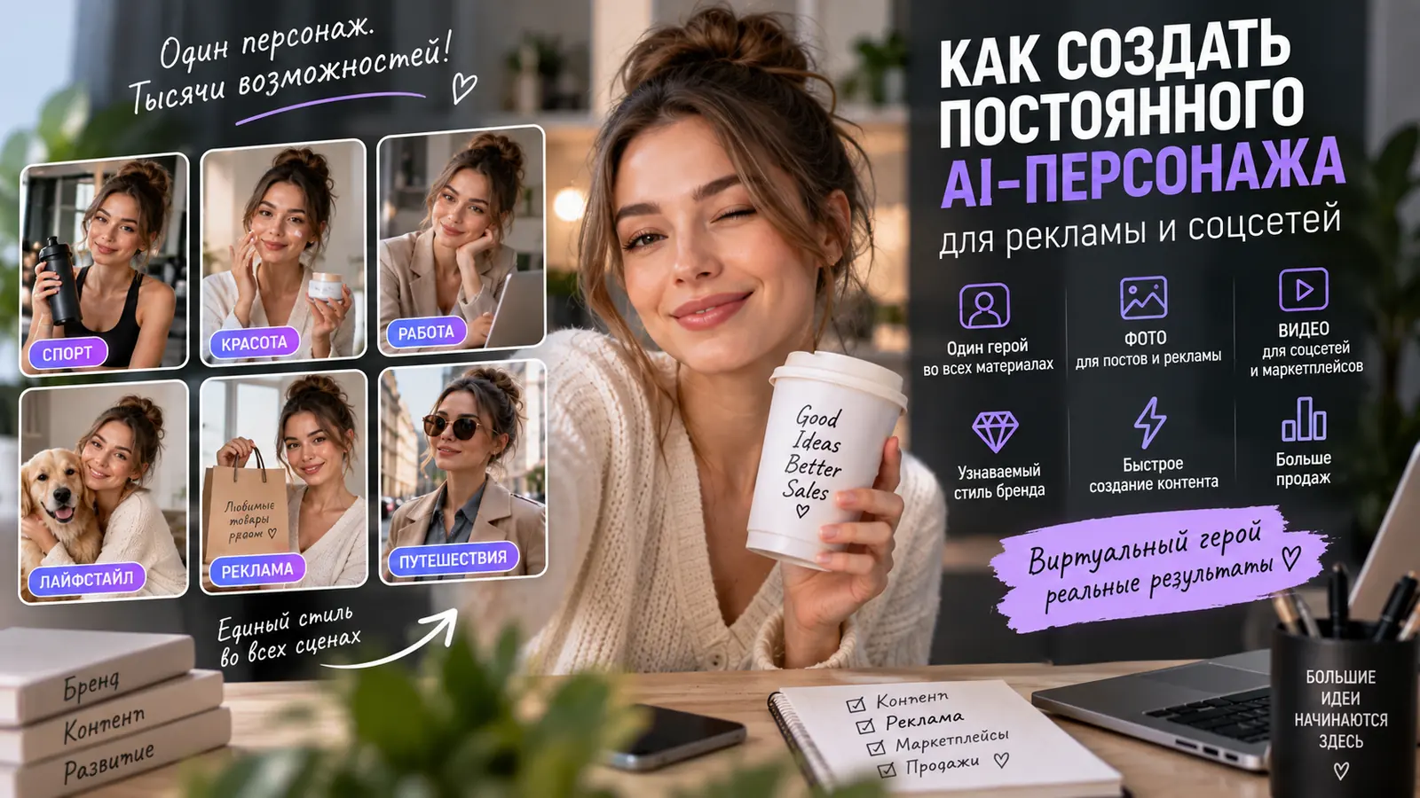 Как создать постоянного AI-персонажа для рекламы и соцсетей