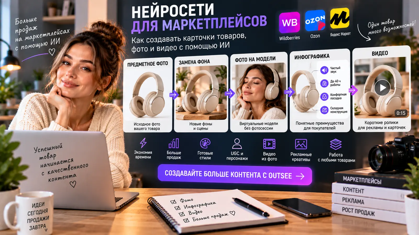 Нейросети для маркетплейсов: как создавать карточки товаров, фото и видео