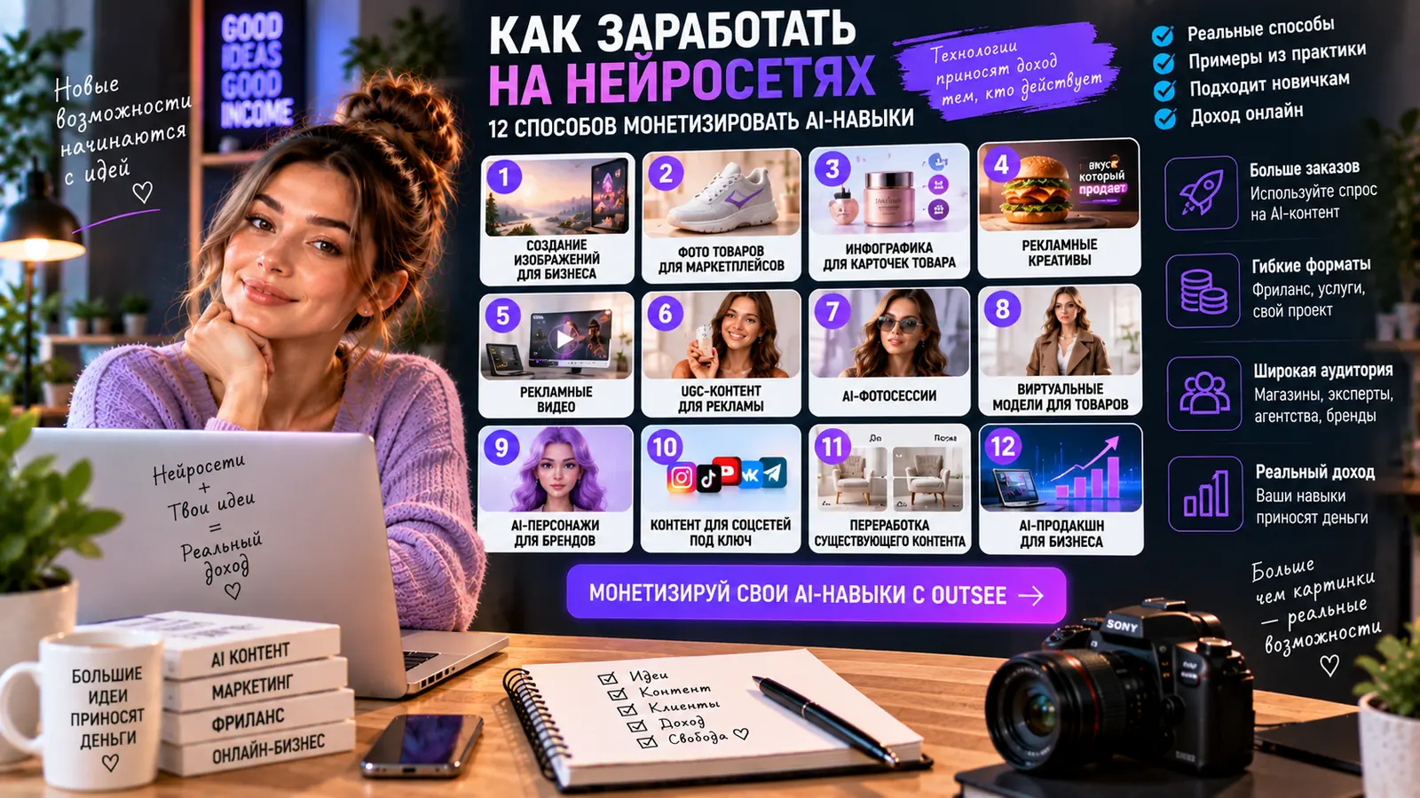 Как заработать на нейросетях: 12 способов монетизировать AI-навыки